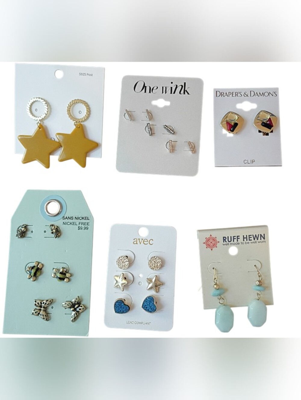 Assorted Earring Set - Gold, Blue, Aqua & Silver Accents